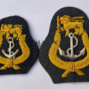 Royal Naval Cap <b>Badge</b> Handmade Embroidered Canvas Fabric 3D Golden Bullion Wire High Quality Anchor <b>Badge</b> - Product Image 6