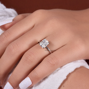 2.50 Ct Elongated Radiant Cut Moissanite Crushed Ice Solitaire Engagement <b>Ring</b> Sparkling Modern Moissanite Bridal Jewelry - Product Image 5