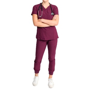 Logotipo personalizado de moda tejido de manga corta para mujer Dental médico enfermería Hospital Scrubs Sets Premium farmacia laboratorio Bata - Product Image 6