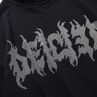 Sweat-shirt à capuche unisexe noir, imprimé en relief, coupe ample, style streetwear, 100% coton, tissu éponge français, écologique, vêtement d'automne