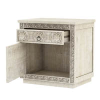 Table de Chevet Pliante Africaine Sculptée à la Main de Qualité Supérieure, Finition Bois Unique, Design Moderne, Rangement Spacieux, Idéale pour Entrée d'Appartement Élégante