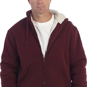 DIRECT FACTORY <b>MEN'S</b> SOFT HEAVYWEIGHT <b>SHERPA</b> <b>LINED</b> FLEECE <b>HOODIE</b> JACKET BANGLADESH NEW ARRIVAL WINTER WARM HOODED COAT - Product Image 1