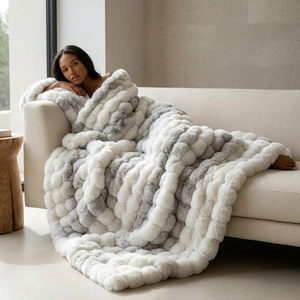 <span class=keywords><strong>Plaid</strong></span> en <span class=keywords><strong>fausse</strong></span> <span class=keywords><strong>fourrure</strong></span> extensible avec élasthanne, couverture d'hiver réversible en peluche lourde et drapée, prix <span class=keywords><strong>de</strong></span> gros pour canapé - Product Image 4
