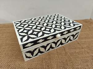 Boîte à bijoux de luxe en os incrusté poli, écologique, de qualité supérieure, rectangulaire, pour femme, boîte à bijoux de mariage - Product Image 3