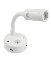 Lampe de lecture LED RV à col de cygne 10-30V avec variateur tactile et double port USB, en alliage d'aluminium, fixation murale pour camping-car et remorque