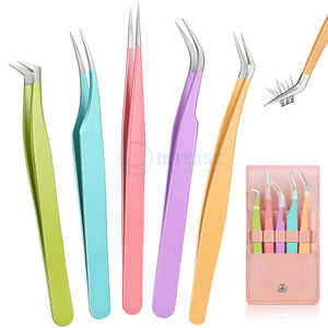 Ensemble de pinces à épiler pointues roses de qualité supérieure avec embouts en acier inoxydable anti-magnétiques pour les cils, dans un étui compact, vente en gros - Product Image 6