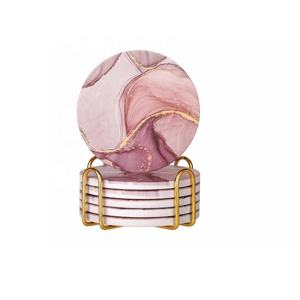 Modern Marble <b>Ceramic</b> <b>Coasters</b> Set of 6 With Holder Decorative Table Top <b>Coasters</b> for Drinks Marble <b>Coaster</b> Set for Coffee Table - Product Image 2