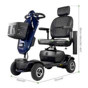 Scooter électrique à quatre roues pour personnes âgées et handicapées, pliable, portable, unisexe, étanche, garantie 5 ans, pièces de rechange gratuites - Product Image 4