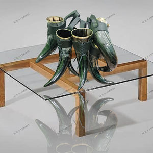 Estilo vikingo 500ml Cuerno para beber de búfalo Acabado natural ecológico con soporte de cuero y llantas de latón Cuernos de buey Precio a granel - Product Image 5