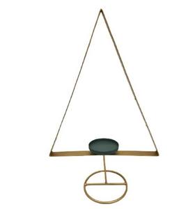 Porte-bougie en métal fer forgé imperméable, vert or, forme triangulaire, décoration de Noël pour table - Product Image 1