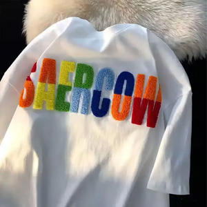 Logo personnalisé imprimé T-shirt de haute qualité pour hommes en chenille brodée sur le devant - Product Image 3