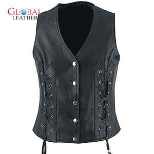 GLOBAL LEATHER Gilet en cuir pour homme, respirant, écologique, imperméable, coupe-vent, fermeture éclair, vêtement décontracté pour moto, OEM - Product Image 2