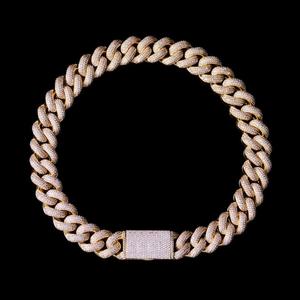 Cadena Cubana de Moissanita de 12mm VS1 con Incrustaciones de Diamantes de Corte Redondo, Chapada en Rodio, Plata de Ley 925, para Fiestas y Bodas - Product Image 4