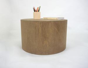Table basse ronde au design moderne 2025 avec un design de tambour en bois massif, finition en chêne vieilli, mobilier d'appoint minimaliste pour salon - Product Image 1