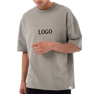 เสื้อยืดคอกลมทรงหลวมผู้ชาย ผ้าคอตตอน 100% หนานุ่ม แห้งเร็ว ระบายอากาศดี แขนเสื้อแบบดรอปโชว์เดอร์ พร้อมโลโก้สั่งทำ - Product Image 5