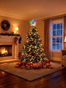 Décoration de Noël en forme d'étoile en plastique LED néon, classée IP44, lumière dynamique multicolore, télécommande - Product Image 2