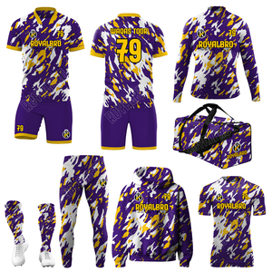 Maillots et shorts de football personnalisés de haute qualité, imprimés par transfert thermique, séchage rapide, 100% polyester, nom et numéros d'équipe personnalisés, coupe-vent - Product Image 4