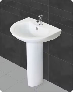 Fregadero de pedestal de cerámica de Venta caliente del mercado de Yemen en fregadero de baño de precio barato con soporte de pedestal en precio barato - Product Image 6