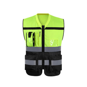 Gilet de sécurité de construction décontracté à haute visibilité personnalisable pour hommes avec poches réfléchissantes et logo vêtements de sécurité entièrement personnalisables - Product Image 6