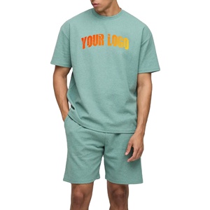 Ensemble décontracté pour homme, respirant, personnalisé OEM, été, 2 pièces, t-shirt à manches courtes en coton et short, logo personnalisé, vente en gros - Product Image 1