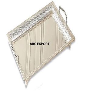 Bandeja pulida brillante de Metal de acero inoxidable de Metal dorado creativo Bandeja para servir desayuno y almuerzo para uso en hoteles y restaurantes - Product Image 2