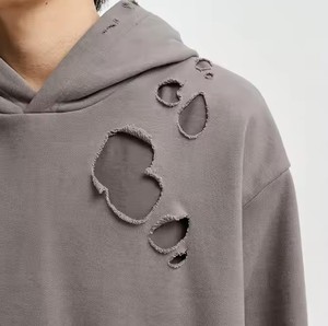 Raw Hem Sun Faded Hoodie confortable porter séchage rapide anti boulochage Nouveaux sweats à capuche élégants en coton biologique mélangé pour des vêtements décontractés - Product Image 1