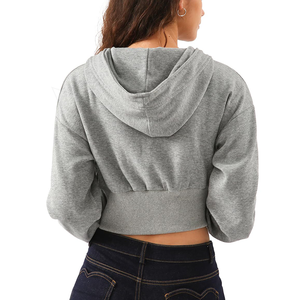 A prueba de viento 2022 Venta caliente Sudaderas con capucha personalizadas para mujeres Nuevo estilo Otoño Impreso Sudadera de algodón Mujeres Sudadera con capucha recortada - Product Image 2