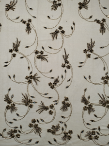 Collection de mariage formelle, tissu en dentelle noire nigériane, luxe, 100% polyester, fait main, design floral en cristal argenté - Product Image 4