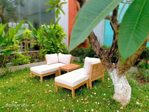 Elegante conjunto de sofá de muebles de jardín para interiores/exteriores con cojín otomano dirigido para una comodidad óptima - Product Image 3