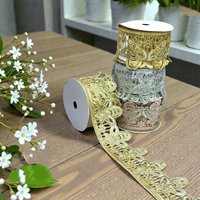 Bordures en dentelle brodées de paillettes sur base de velours écologique, sur mesure, de qualité supérieure, motif floral, style vintage pour mariage