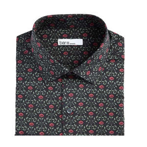 Camicia Elegante da Uomo Bar III Slim-Fit in Popeline Elasticizzato con Stampa Rose Arch-Print Nera Taglia XL (32X33) - Camicie Casual Business - Product Image 3