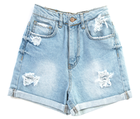 Shorts de Mezclilla para Mujer, Estilo Vintage Gótico con Encaje, Lavados, con Diamantes, Ecológicos, Diseño Personalizado, Precio al por Mayor, Producción en Masa