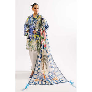 Ensemble de costume 3 pièces pour femmes en mousseline imprimée 100% coton respirant avec dupatta CL-62144 - Product Image 6