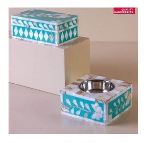 Plateau de service en mosaïque de verre et de bois de qualité supérieure, finition naturelle, 35x23x3 cm, couleur personnalisable, pour la maison, les hôtels, les restaurants - Product Image 2