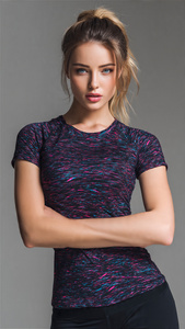 T-shirts de sport pour femmes, 100% polyester, t-shirt d'entraînement pour femmes, manches courtes, imprimé, t-shirt de sport pour femmes - Product Image 3