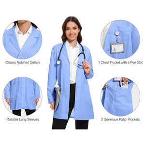 Venta al por mayor de mujeres batas de laboratorio de algodón de ajuste profesional OEM mujeres batas de laboratorio de manga larga uniformes médicos - Product Image 2