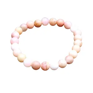 Newly Arrival Pink Opal 8 MM Round Shaped Beads Made Stretch Bracelet For Wearing Usable Bracelet Manufacture in India
