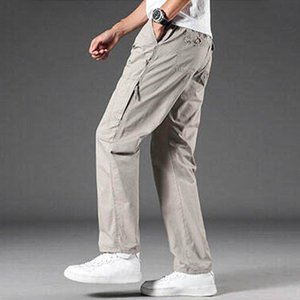 Pantalones Cargo para hombre, pantalones de algodón relajados con cintura para hombre, pantalones Cargo, ropa de trabajo, seguridad de combate, bolsillo Cargo, pantalones de tamaño gris - Product Image 5