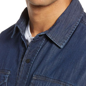 Chemise en jean pour homme, tendance, design personnalisé OEM, couleur unie, vêtements décontractés, chemise en jean surdimensionnée personnalisée pour homme - Product Image 4