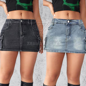 กระโปรงยีนส์ผ้าฝ้ายของผู้หญิงสำหรับผู้ใหญ่กระโปรงยีนส์ผ้าคอตตอนน้ำหนักเบาและระบายอากาศได้สไตล์ลำลองออกแบบได้ตามต้องการ - Product Image 5