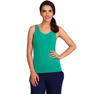 Camiseta sin mangas básica de verano sin mangas personalizada, Camiseta ajustada de algodón transpirable para mujer, camiseta sin mangas de punto acanalado con espalda de corredor, camiseta sin mangas para gimnasio