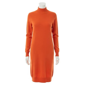 Robe pull en tricot de polyester et élasthanne anti-rides, tissu extensible doux, coupe ajustée, mode féminine d'hiver, vêtements en gros, ensemble décontracté - Product Image 3