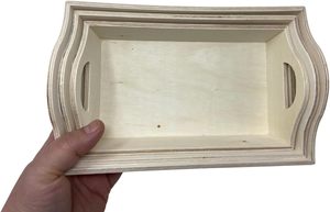 Ensemble de 3 petits plateaux en bois non finis avec poignées, design traditionnel pour mariage et décoration intérieure, ensemble imbriqué - Product Image 3