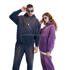 Sudadera con Capucha Extra Grande de Algodón Vintage para Hombre y Mujer, Estilo Desgastado, Lavado Ácido, con Logotipo Personalizado, Informal - Product Image 1