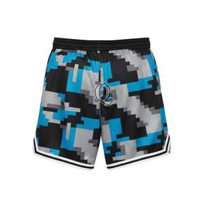 Custom Camo Digital Print Basketball <b>Shorts</b> Blue and <b>Black</b> Mesh Polyester Sportswear with Drawstring Waist for <b>Men</b> - Product Image 3