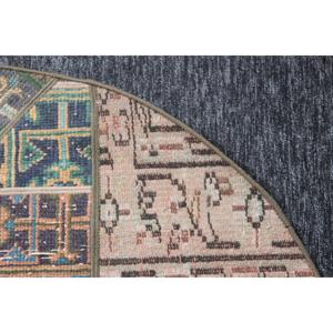 พรมกลมสไตล์ตุรกี ขนาด 3.37x3.37 ฟุต พรมขนสัตว์ลายปะติดสีรุ้งแบบวินเทจ - Product Image 5