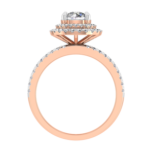 Anillo de compromiso de oro macizo de 14K con doble Halo, Diamante cultivado en laboratorio Original, joyería chapada en rodio personalizada, aniversarios, venta al por mayor - Product Image 3