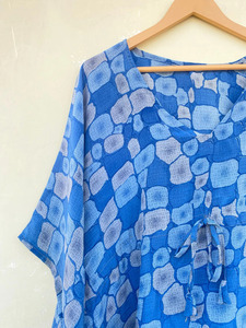 Bohème Vintage Luxe Soie Saree Caftan 100% Soie Tie Dye Kimono Séchage Rapide Taille Libre pour Toutes Saisons-Été Automne Printemps - Product Image 2