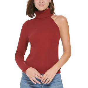 Top Monospalla a Collo Alto da Donna Calvin Klein, Rosso, Taglia S, in Tessuto Lavorato a Maglia - Product Image 1