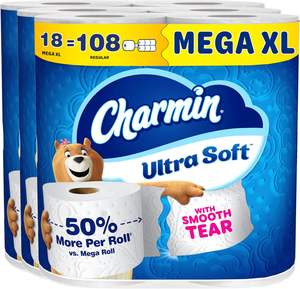 CharminUltra Soft <b>Toilet</b> Paper, 18 Mega XL <b>Rolls</b> = 108 Regular <b>Rolls</b> - Product Image 5